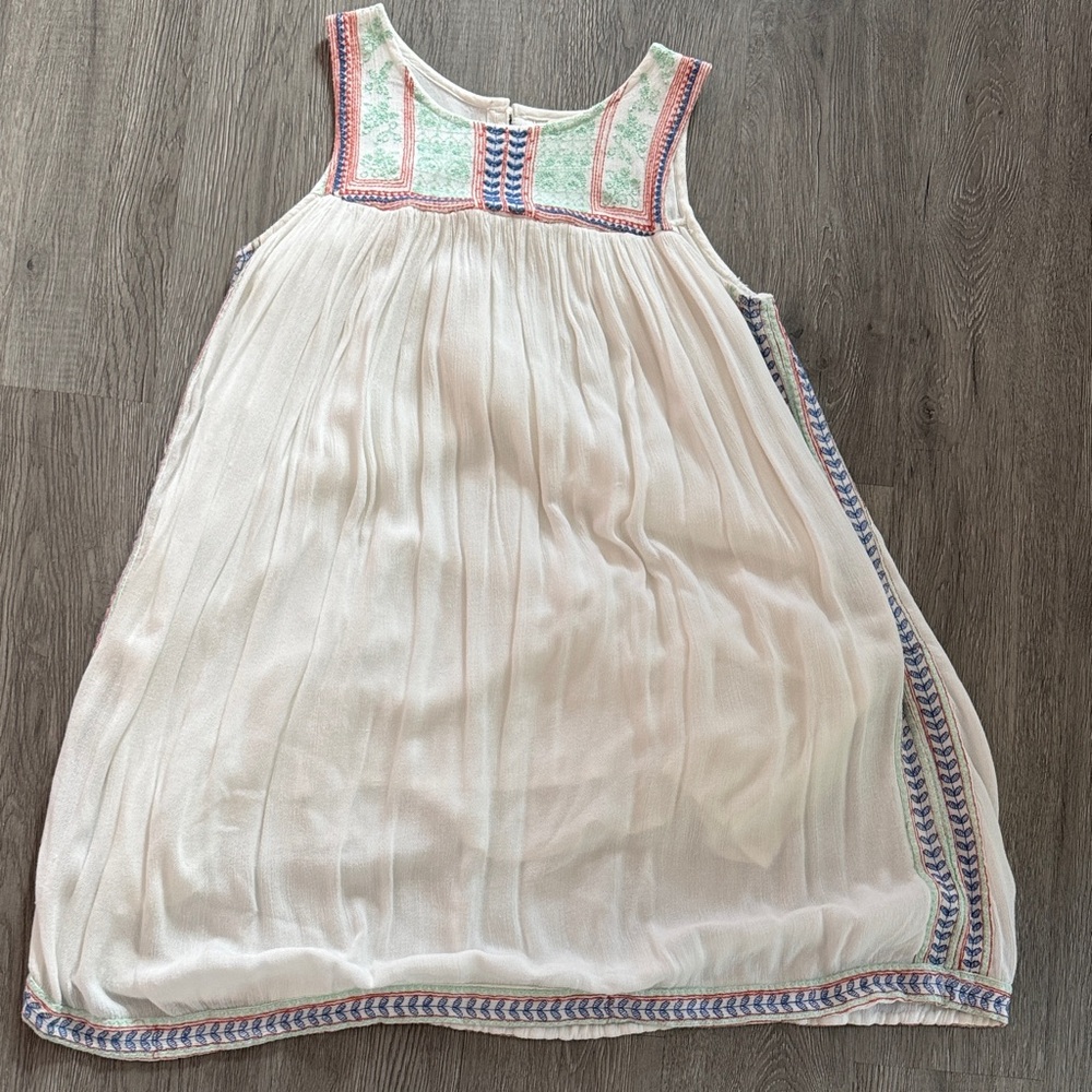 Paper Crane White Dress with Multicolor Trim
